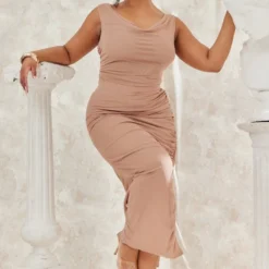 Plus Robe Mi-longue Asymétrique Froncée En Mesh Nude -Promos Jupe Éthérée Boutique ed6cfd284ff29683f2f8a09819f14bb4a6079970 cnd3515 3