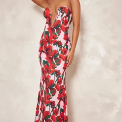 Robe Longue Fleurie Rose à Décolleté Plongeant -Promos Jupe Éthérée Boutique ed8edfb9e25c37ff969322ed29dc7cd94d3f3a5c cnd3421 3