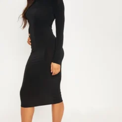 Tall - Robe Mi-longue Moulante Noire à Col Montant -Promos Jupe Éthérée Boutique ee30a9cb2fbc2b7c233ea7c944a928cd72700990 cma1073 4