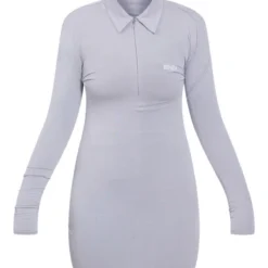 Renew Plus Robe Moulante Grise à Décolleté Plongeant Et Zip -Promos Jupe Éthérée Boutique ee3be3cb10618e1b6104256c9f5c46419a3d157d cnc1146 5