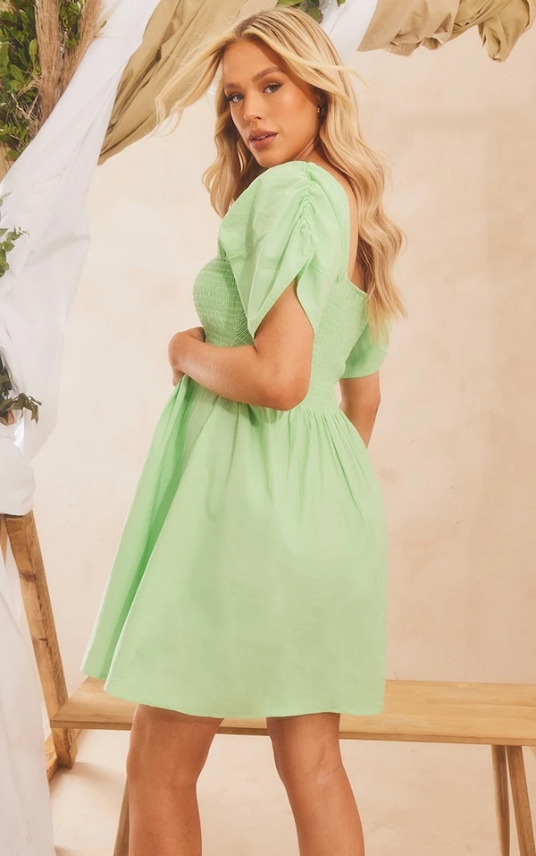 Maternité Mini Robe Babydoll De Grossesse Vert Sauge Froncée Sur Le Buste 2 Maternité Mini Robe Babydoll De Grossesse Vert Sauge Froncée Sur Le Buste – Image 2