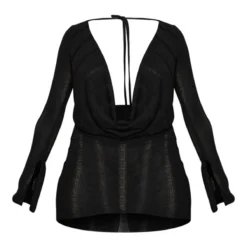 Shape Robe Moulante Noire En Maille Tricot Ajourée à Manches Flare Et Col Bénitier -Promos Jupe Éthérée Boutique efadb44704658e0e6ecca605d92d3fc318521d72 cnb1174 5