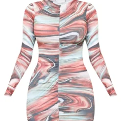 Shape Robe Moulante Multicolore Imprimé Marbre à Manches Longues Et Devant Froncé -Promos Jupe Éthérée Boutique f250c3cd9fb50e9a8c50ead4d0681079c451595a cmo1039 5