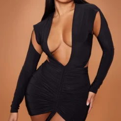 Shape Robe Très Moulante Froncée Noire à Manches Longues -Promos Jupe Éthérée Boutique f2a5e66b49aa817e16e44175b0edd6827840923f cna6157 3