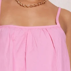 Petite Robe Babydoll En Coton Et Mousseline De Soie Rose Bonbon -Promos Jupe Éthérée Boutique f2df312cbaa324274d0616225becdec4020bde09 cne2412 4