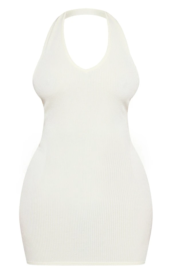 Shape Robe Moulante Crème En Maille Côtelée Contrastante à Dos Nu 5 Shape Robe Moulante Crème En Maille Côtelée Contrastante à Dos Nu – Image 5