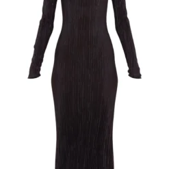 Tall Robe Mi-longue Plissée Noire Fendue à Manches Longues -Promos Jupe Éthérée Boutique f47a5e96a455469fcaeee50168153e4f28a76af4 cne4925 5