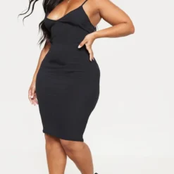 Logic Plus Robe Mi-longue Côtelée Noir ébène Très Décolletée -Promos Jupe Éthérée Boutique f5ecd33ced3b6f971c810a4b735b5796a616696f clz8485 4