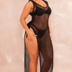 Shape Robe Longue Fendue Sur Les Côtés En Maille Crochet Noire -Promos Jupe Éthérée Boutique f6d0ad497a8dfc92a620f81e30de56786190cf76 cne3647 3