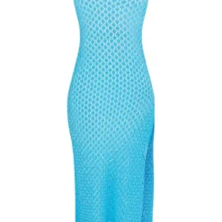 Tall Robe Longue En Maille Crochetée Bleu Turquoise à Dos Nu -Promos Jupe Éthérée Boutique f6de9de8f327e80d3ab44ba2b1eb4f27bfdf4594 cne8210 5