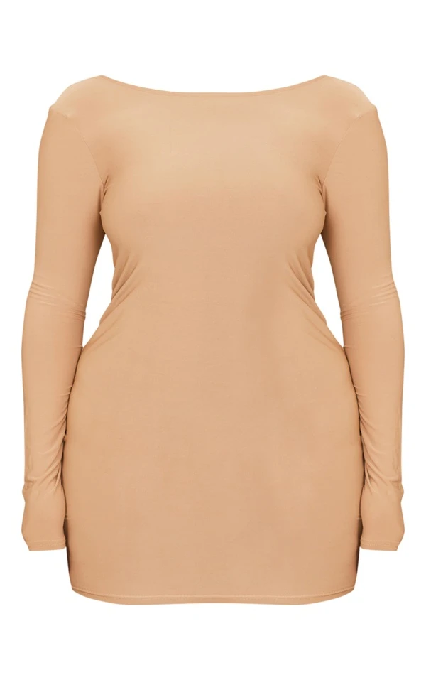 PRETTYLITTLETHING Shape Robe Très Moulante Gris Pierre à Dos Arrondi 5 PRETTYLITTLETHING Shape Robe Très Moulante Gris Pierre à Dos Arrondi – Image 5