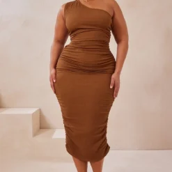 Plus Robe Mi-longue Texturée Chocolat à épaule Unique 7 Plus Robe Mi-longue Texturée Chocolat à épaule Unique -Promos Jupe Éthérée Boutique fb9644135f0cccda808e286feec903ab145ac406 cmy4407 4