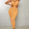 Shape Robe Longue Texturée Orange Découpée à Bretelles