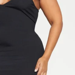 Logic Plus Robe Mi-longue Côtelée Noir ébène Très Décolletée -Promos Jupe Éthérée Boutique fc869e0792218cc2d7d1a162f454298081200328 clz8485 5