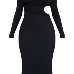 Shape Robe Longue Noire En Bandage Côtelé à Manches Longues Et Découpe -Promos Jupe Éthérée Boutique fe0aa55433bb0729264a7d47b9c4ada7c32d39be cnc8769 5