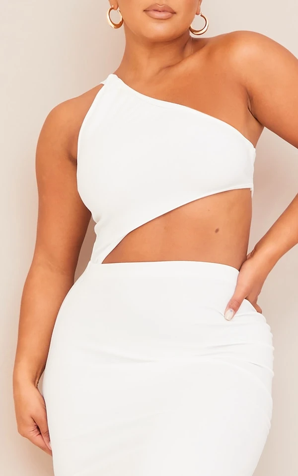 Shape Robe Longue Asymétrique Crème Très Fendue à Découpe Et Fronces 4 Shape Robe Longue Asymétrique Crème Très Fendue à Découpe Et Fronces – Image 4