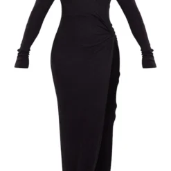 Shape Robe Longue Portefeuille Côtelée Brossée Noire à Manches Longues -Promos Jupe Éthérée Boutique feca70756c8ba6d45bed8daa8e922f76efe04e4e cnb2971 5